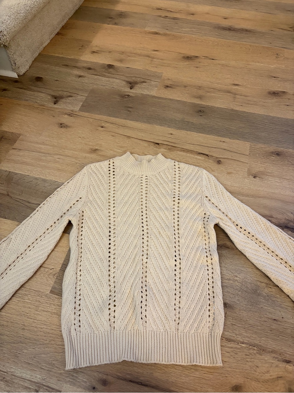 Forever 21 Cream Open-Knit Turtleneck Sweater